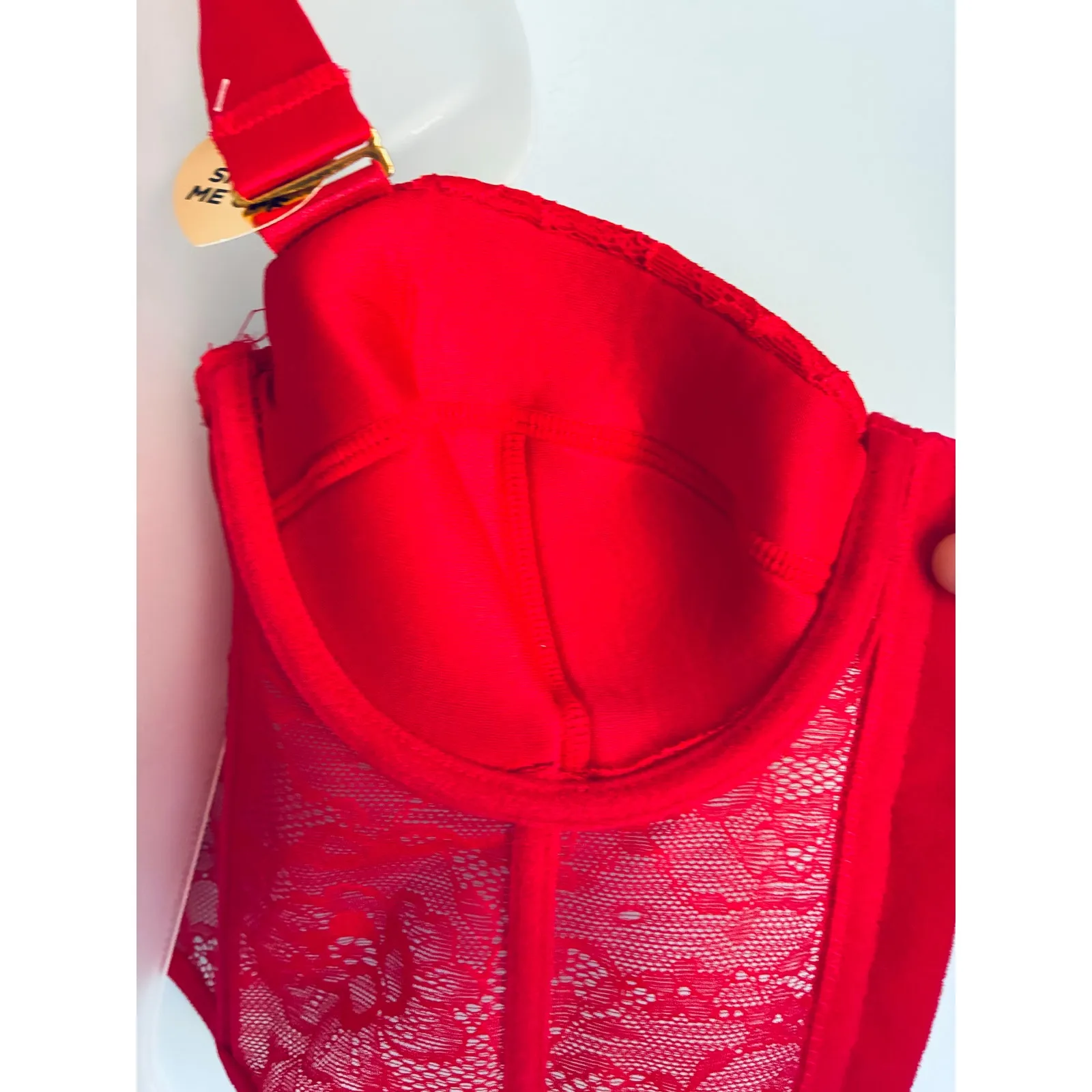 Juicy Couture Corset 36B Red Sexy Lace - Image 10