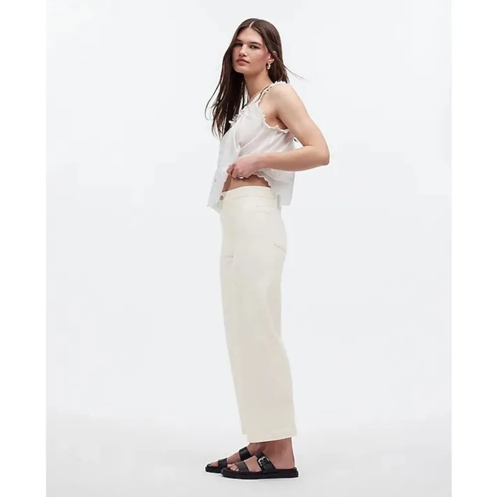 Madewell The Emmett Wide-Leg Crop Jean Women's 25P Petite Off White Welt Pocket - Image 13