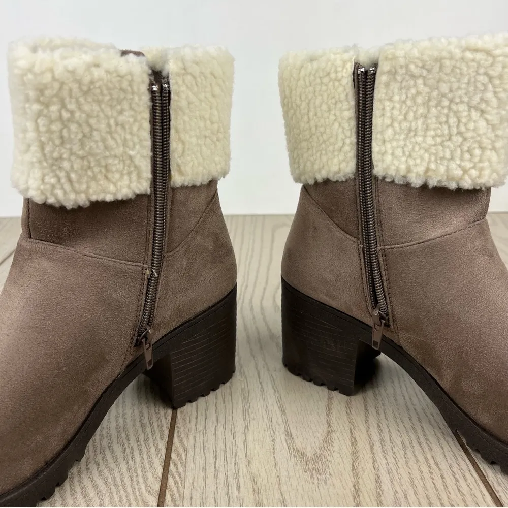Olivia Miller Amy Women's Sherpa Cuff Ankle Boots 8.5 Sand (Tan/Taupe) $99 - Image 7