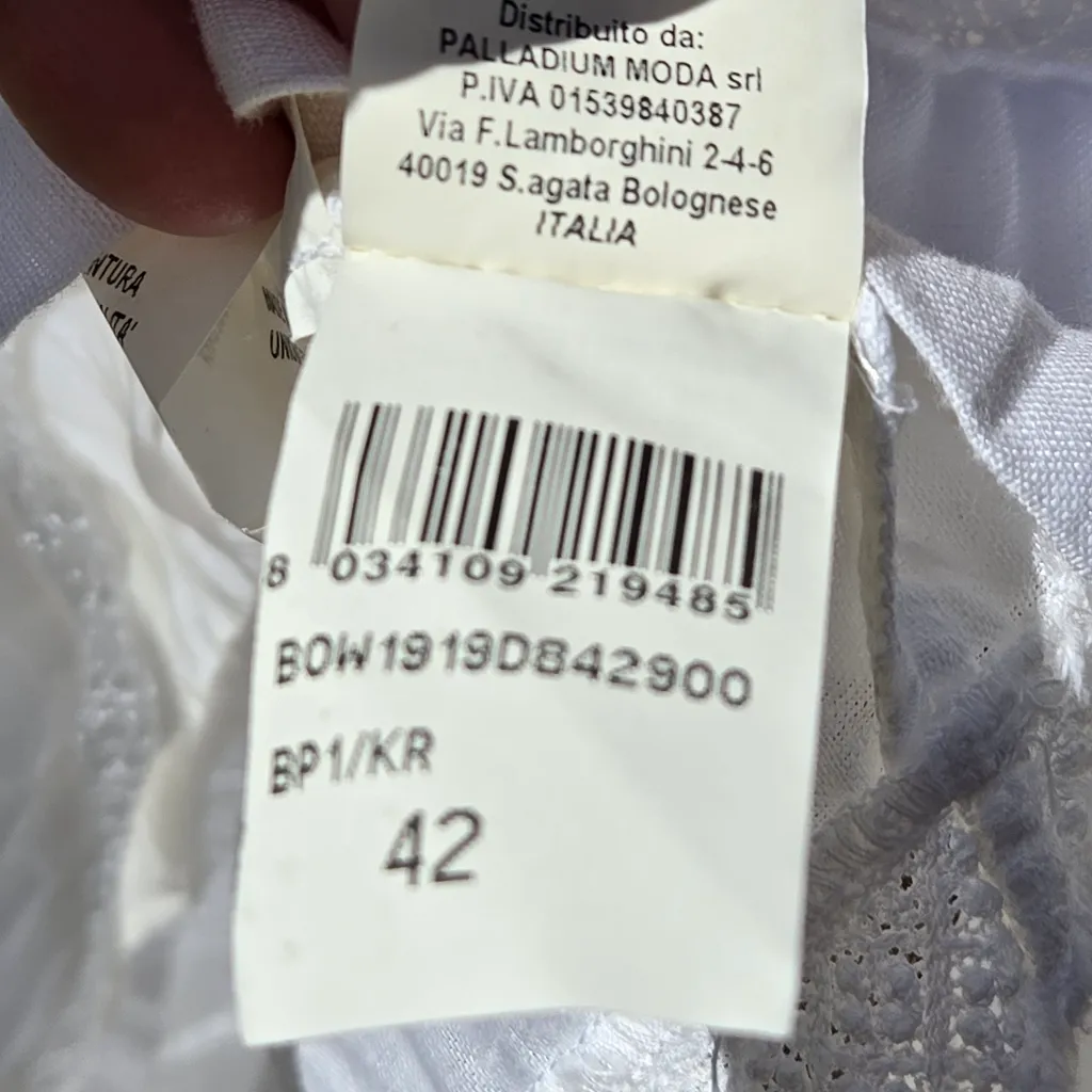 120% Lino 42 S White Sleeveless Lace Linen Silk Dress Made In Italy - Image 5