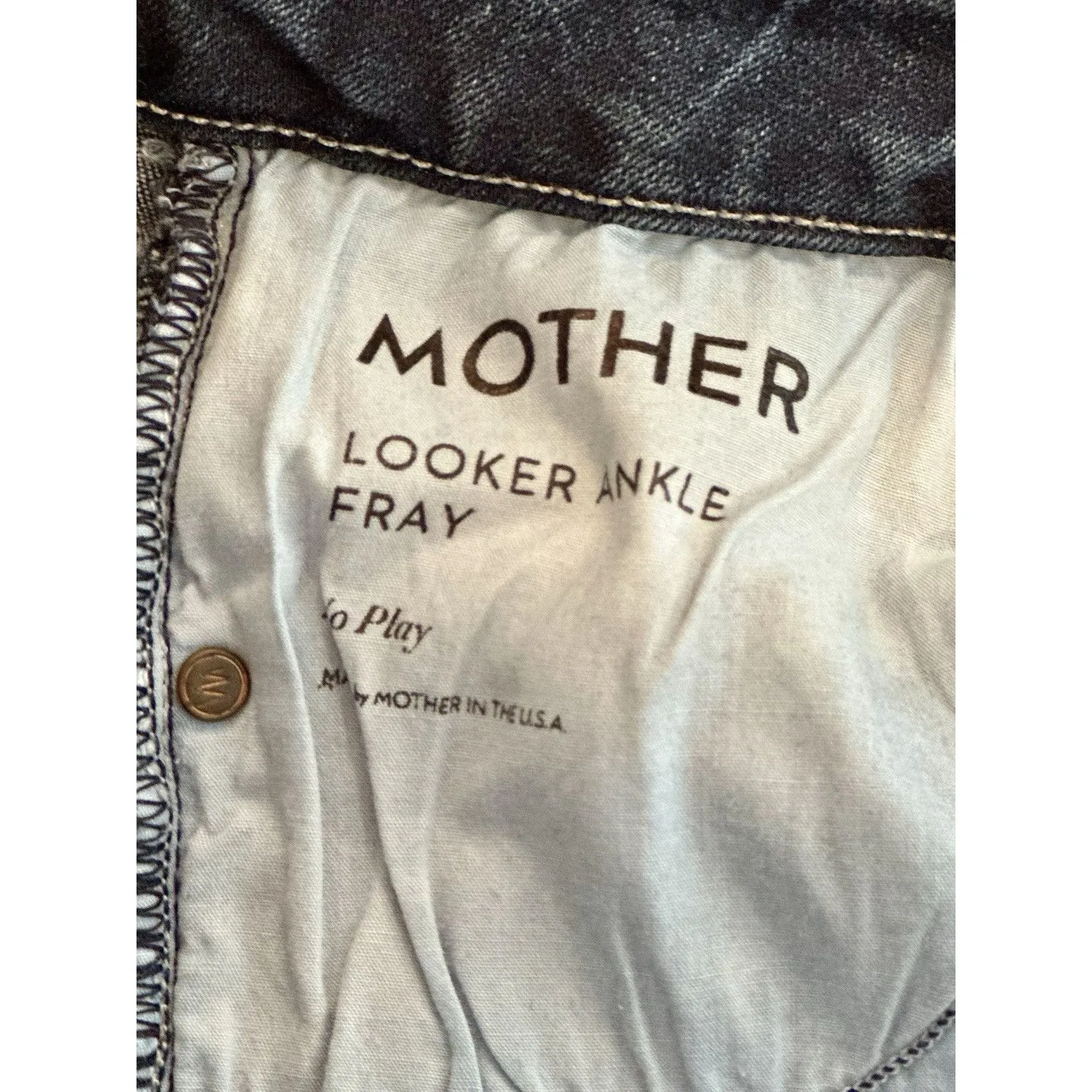 MOTHER Looker Ankle Fray Skinny Jeans in No Play Medium Wash Size 26 EUC!! Blue - Image 6
