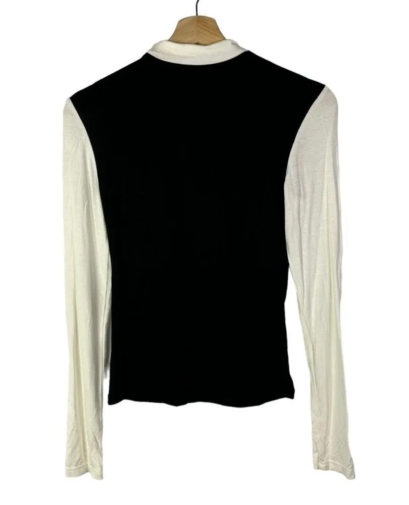 SHEIN Black & White Asymmetrical Colorblock Long Sleeve S - Image 2