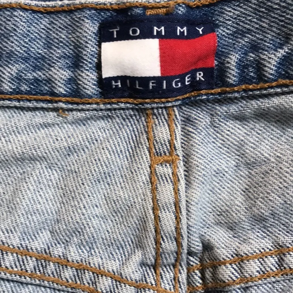 Vtg Tommy Hilfiger 90s big logo light denim retro jeans size 16 33' - Image 11