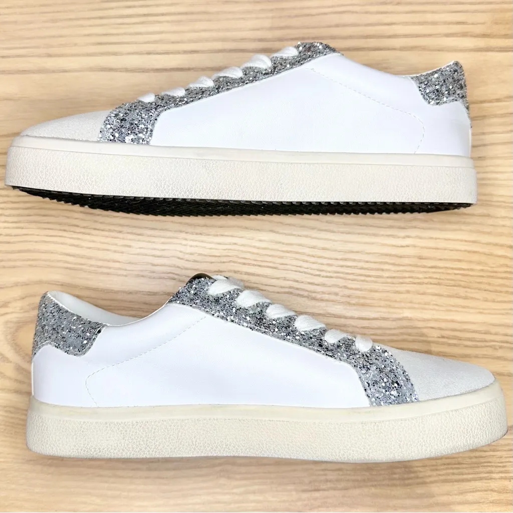 NWT Steve Madden Pursued Silver Glitter Star Sneakers - Image 4
