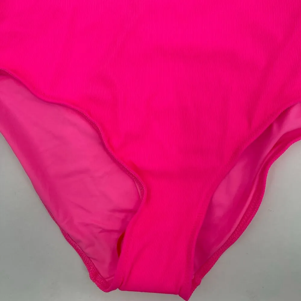 SOLID & STRIPED Swimsuit SZ Large Cameron Cutout One Piece NWT Crinkle Rib Pink - Image 14