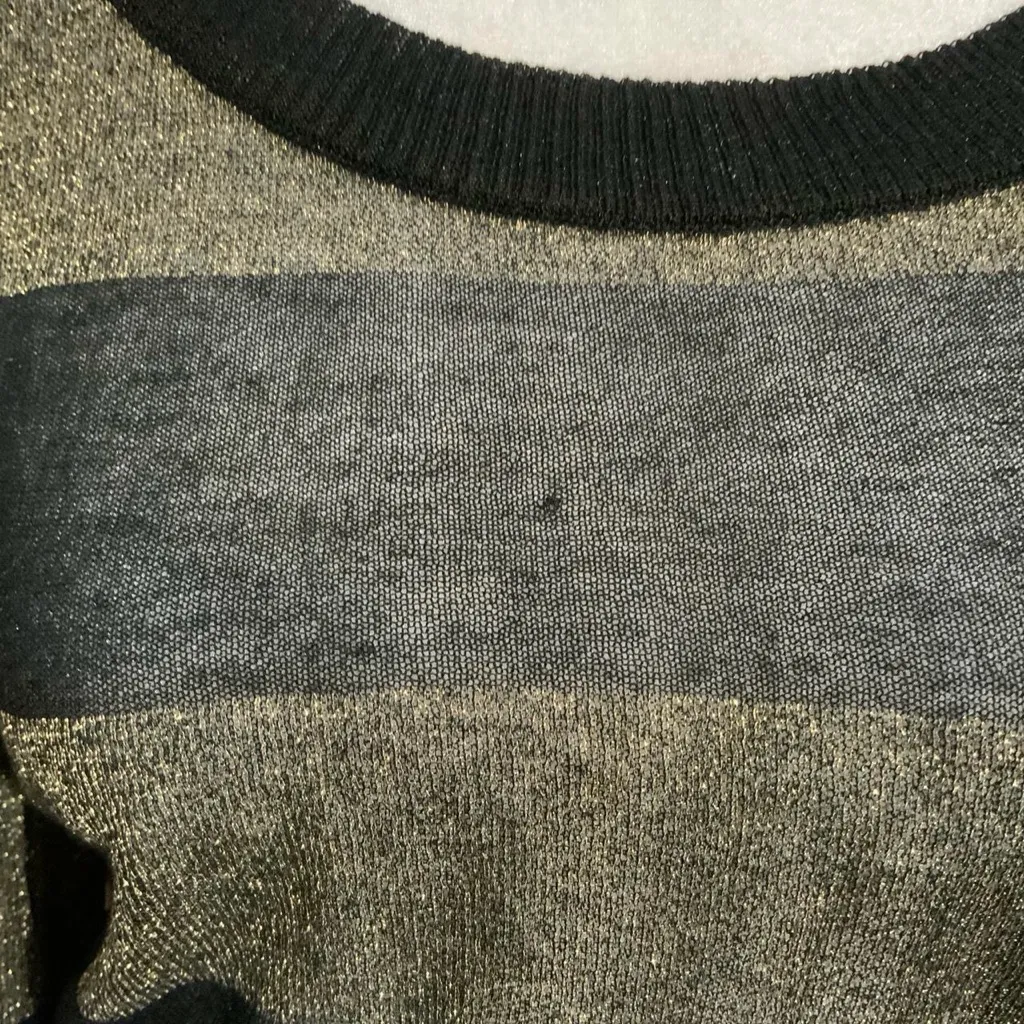 Y2k Bebe Striped Black & Metallic Gold Top - Image 3