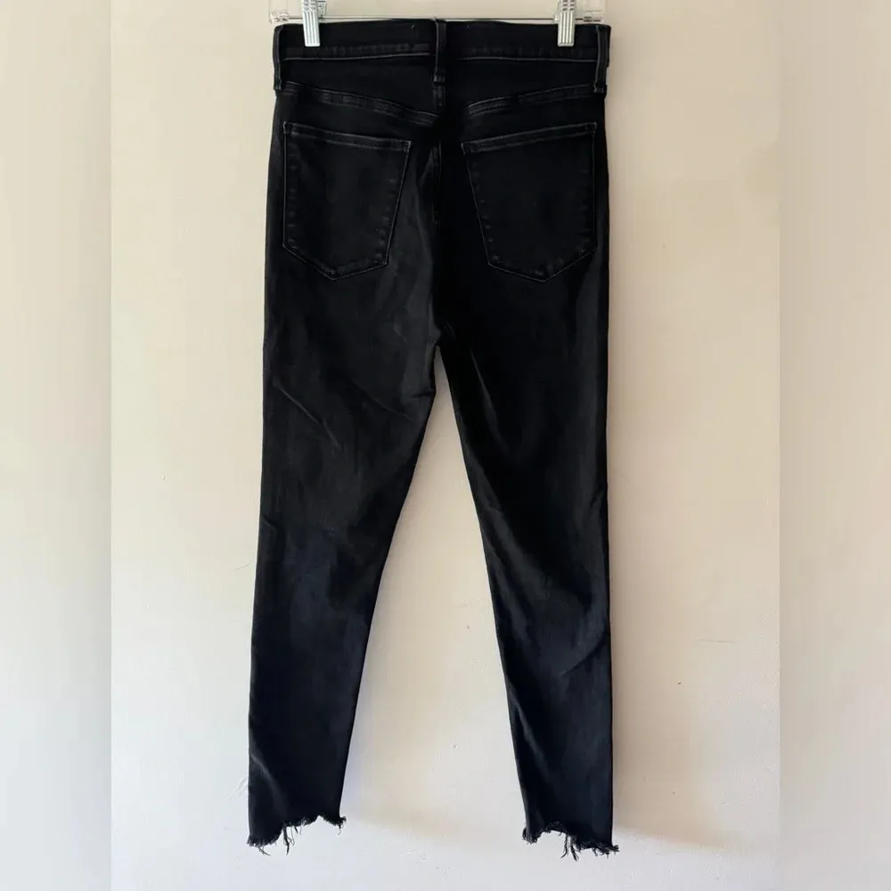 Abercrombie & Fitch The Super Skinny Ultra High Rise Black Distressed Hem Jeans - Image 4