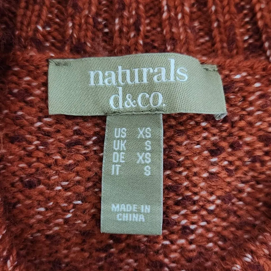 Naturals D&Co. Rust Sweater Size XS Soft Mock Neck Knit Sweater Red - Image 6