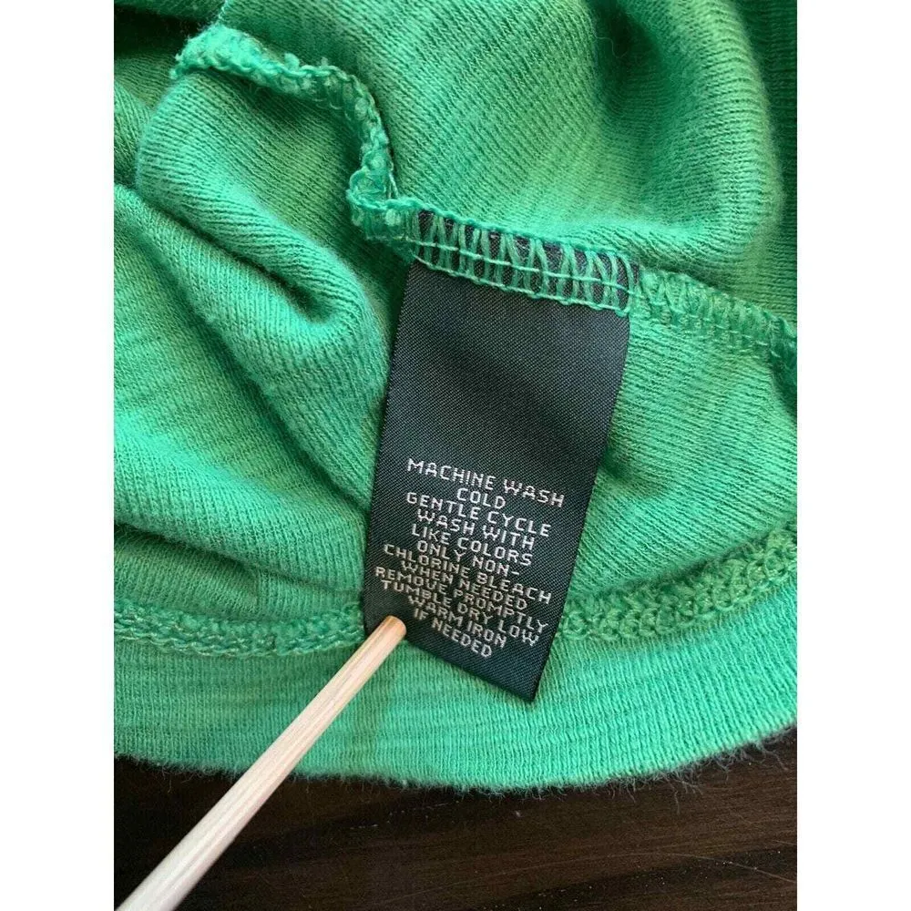 Lauren Ralph‎ Lauren Jeans Co Top Women's Medium Green Patch Laced Prepcore - Image 9