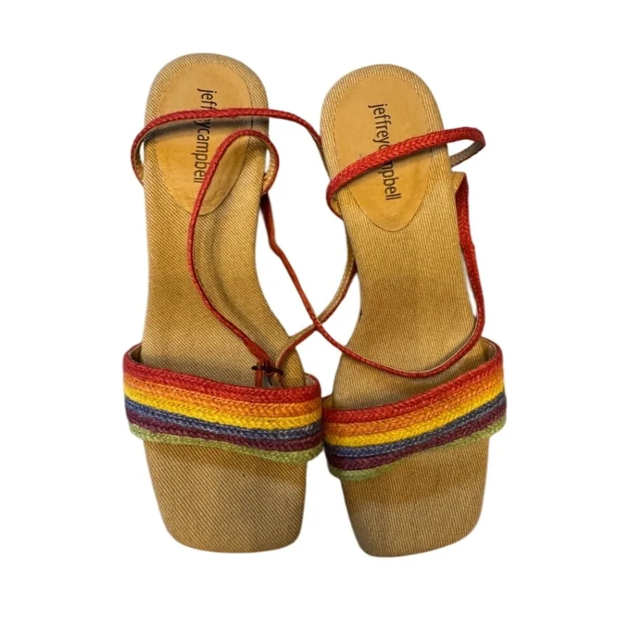 Jeffrey Campbell Rainbow Woven Ankle Strap Heeled Sandals Size 6 - Image 2