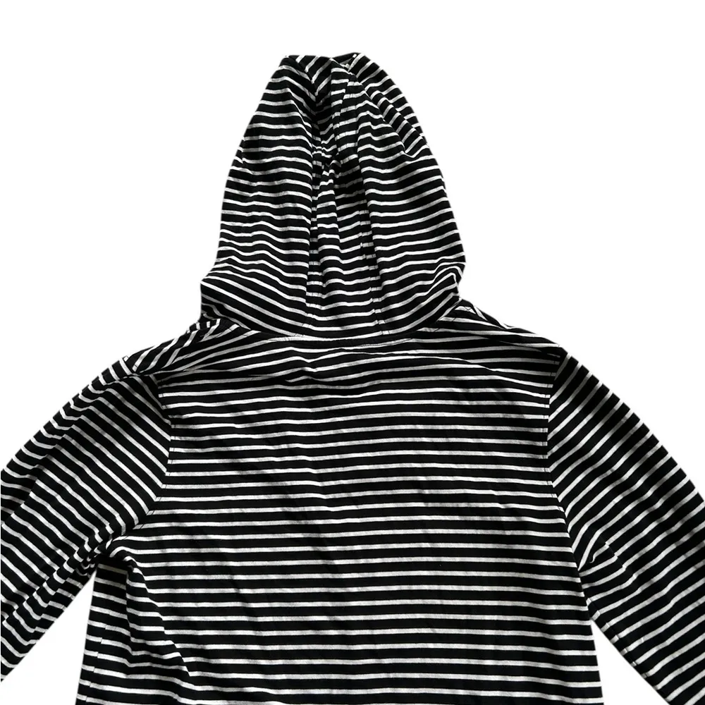 Coolibar UPF 50+ Hooded Long Sleeve Striped Mini Dress Swim Cover Up Size M Black Size M - Image 11