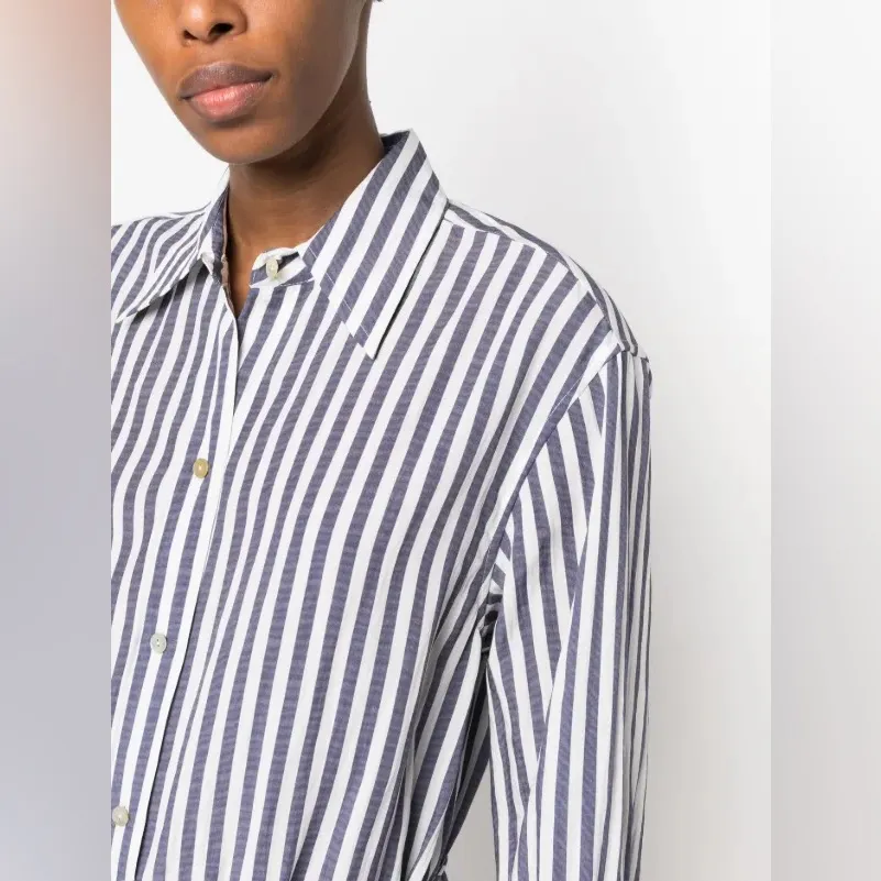 VINCE striped shirt dress size medium in blue‎ stripe coastal beach quiet luxury - Image 4