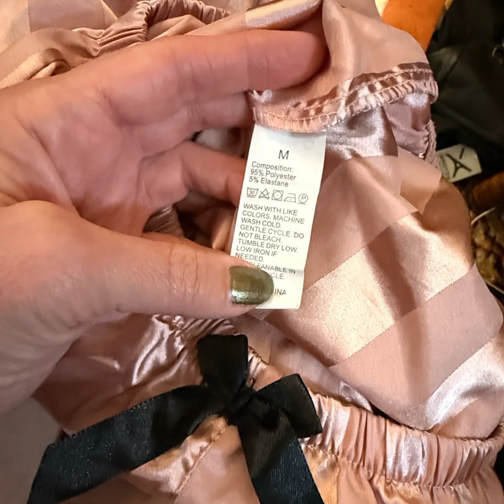 Pink Satin Pajama Shorts Set Size M - Image 6