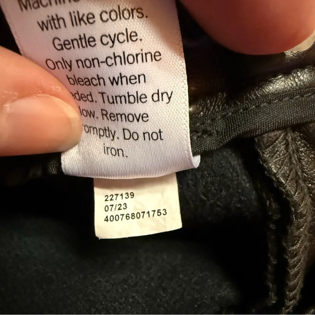 Nine West Womens Faux Leather Slim Ankle Belted Pants Gathered Waist Black Sz Lg - Image 8