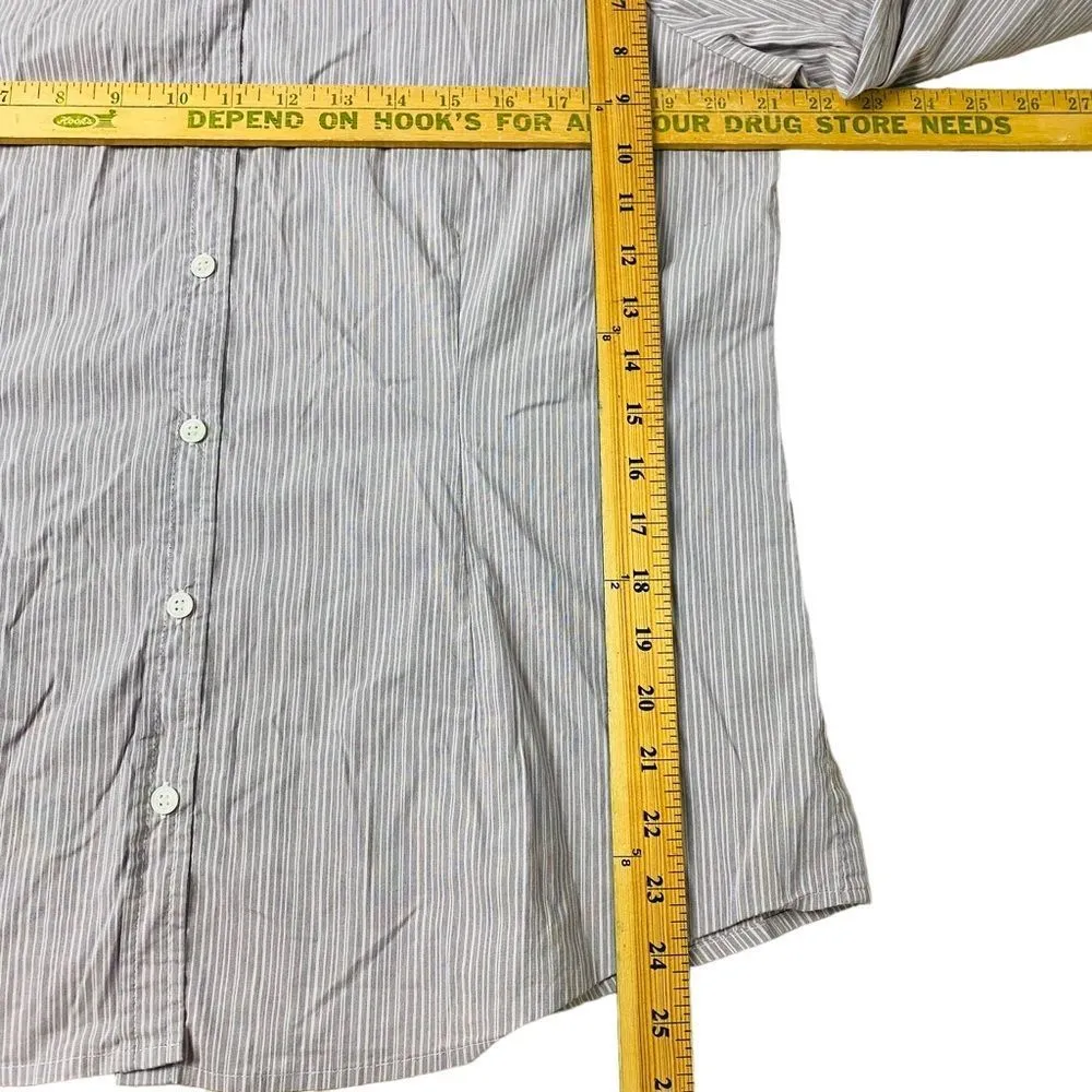 J. Jill Women’s Large Button Down Stripe Long Sleeve Shirt Polo Collar Top - Image 9