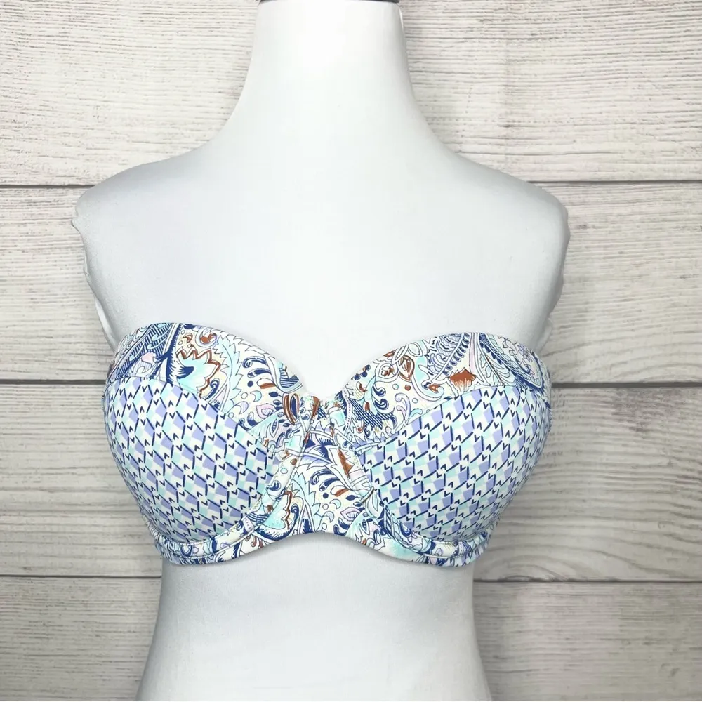 Victoria's Secret Blue Boho The Flirt Strapless Bikini Bandeau Top Size 36C - Image 2
