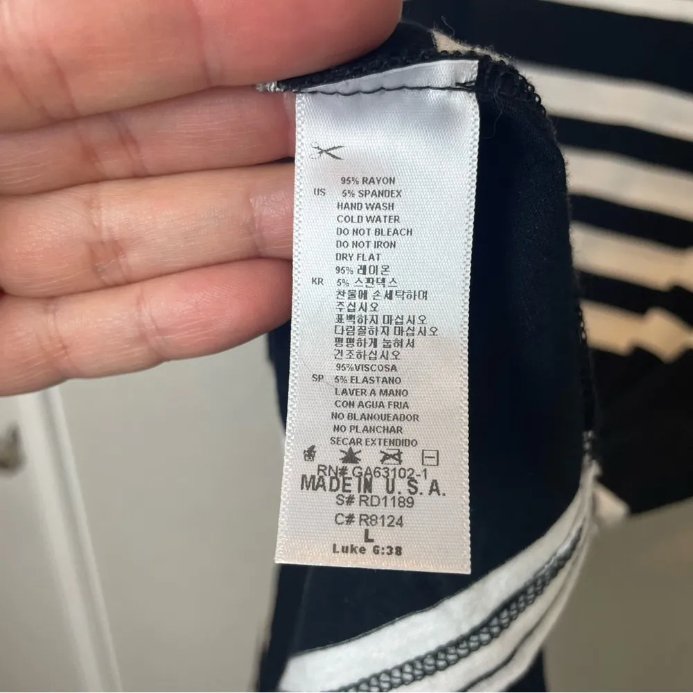 FOREVER 21 Easy to Wear Black and White Striped Casual Midi Dress Size L - Image 6