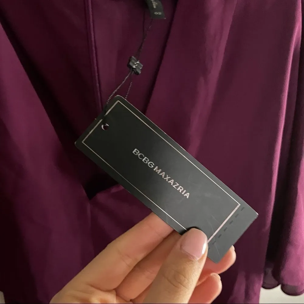 NWT BCBGMaxAzria Cape Sleeve Maxi Dress Grape Royal- Size 2 - Image 3