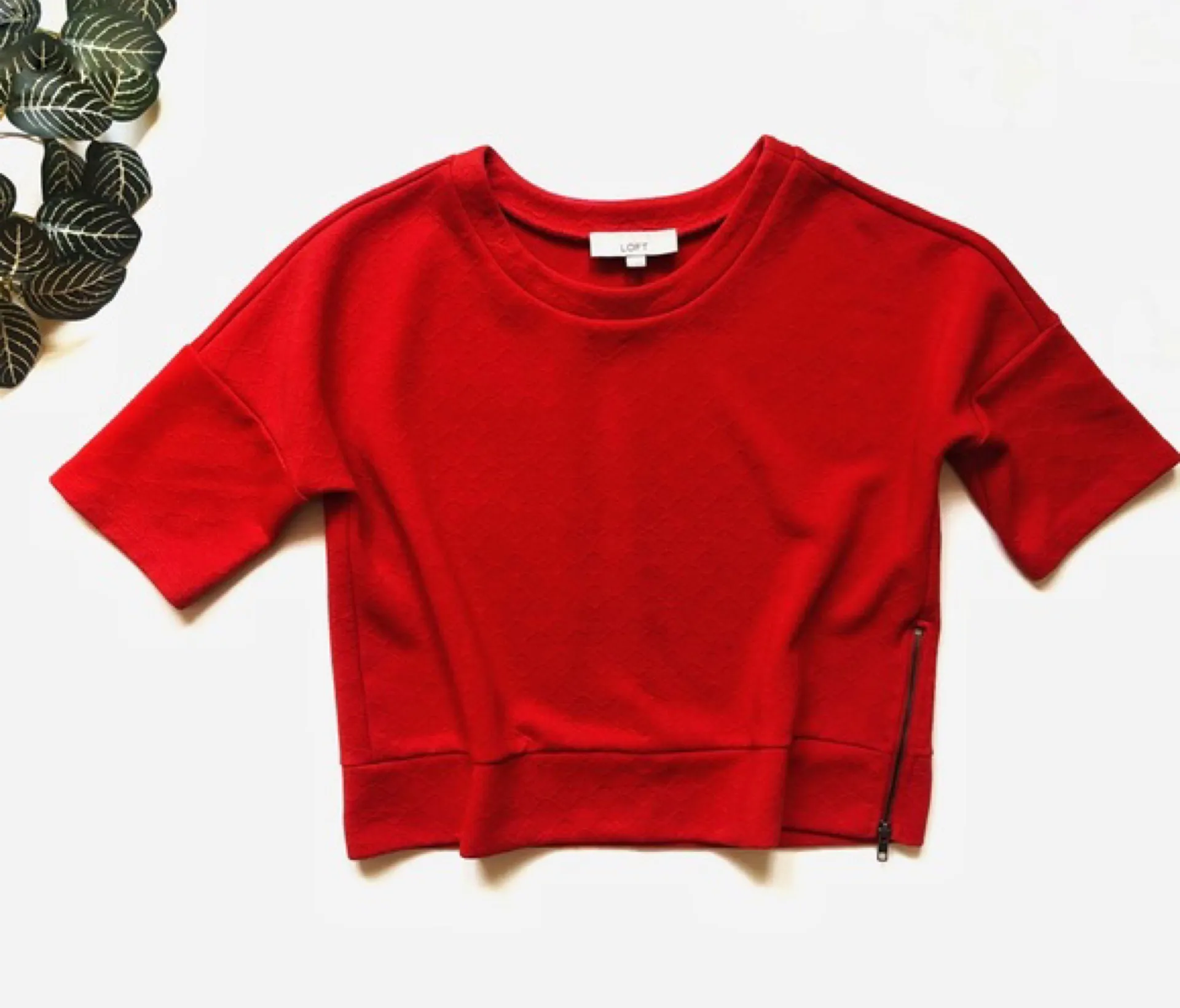 Red Orange Quilted Top W/ Zipper Detailing - Image 3