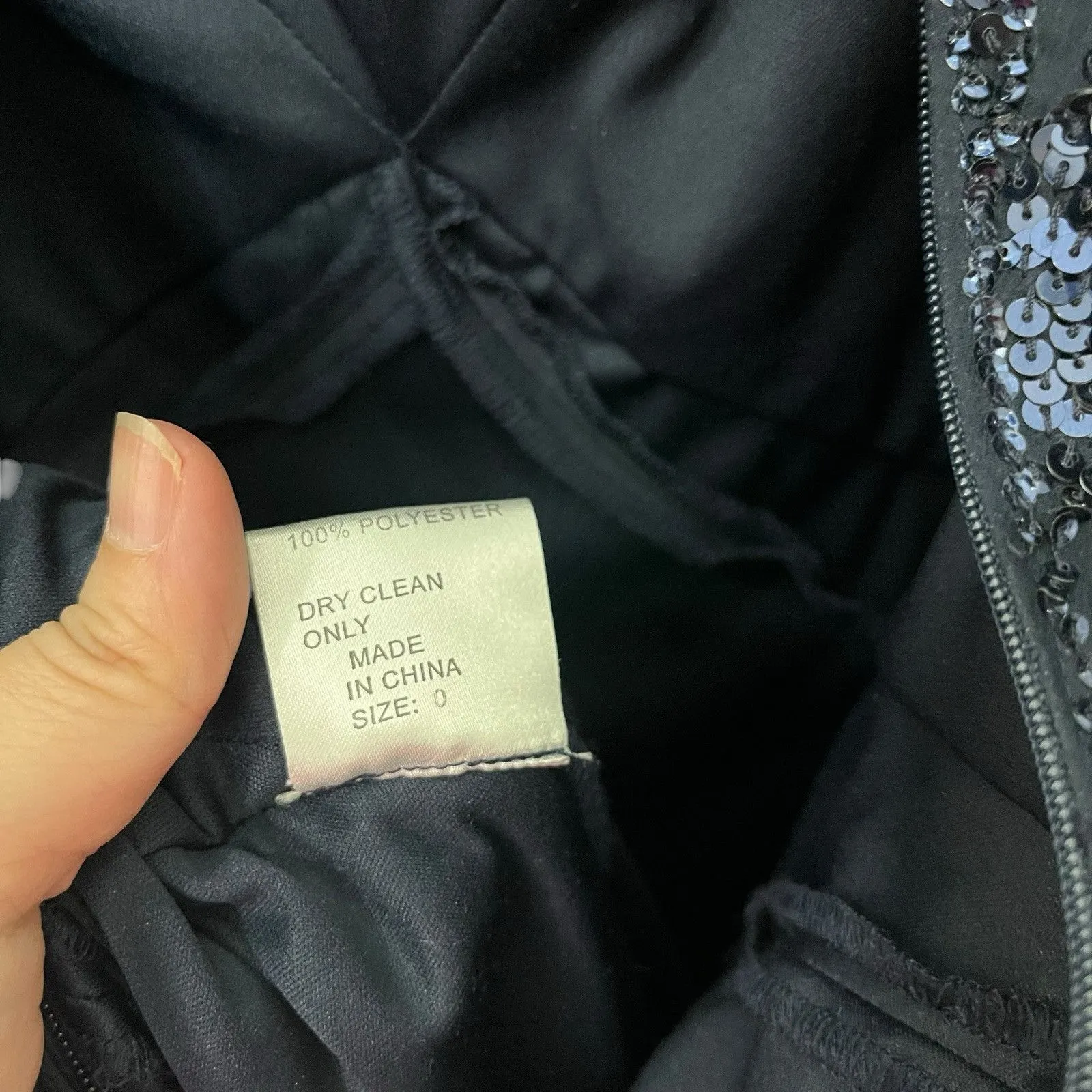 Tadashi Collection Navy Silk Gown Beaded Women’s Size 0 Formal Evening Dress - Image 8