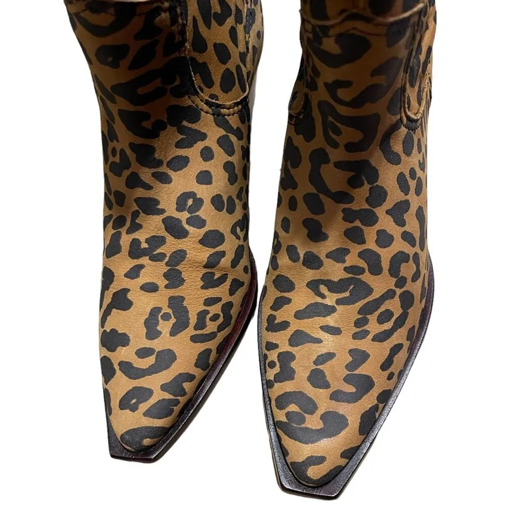Schutz Tessie Mid Heeled Western Bootie in Nubuck Animal Print Size 6.5 NEW - Image 3