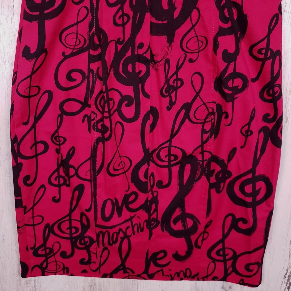 NWT Love Moschino Fuchsia Music Note Sheath Sleeveless Dress Women's Size 8 - Image 9