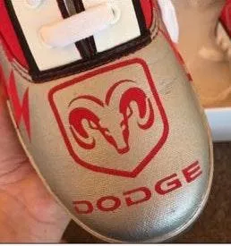 VINTAGE RED AND SILVER DODGE NASCAR RACING JER SNEAKERS SHOES Size 7 - Image 6