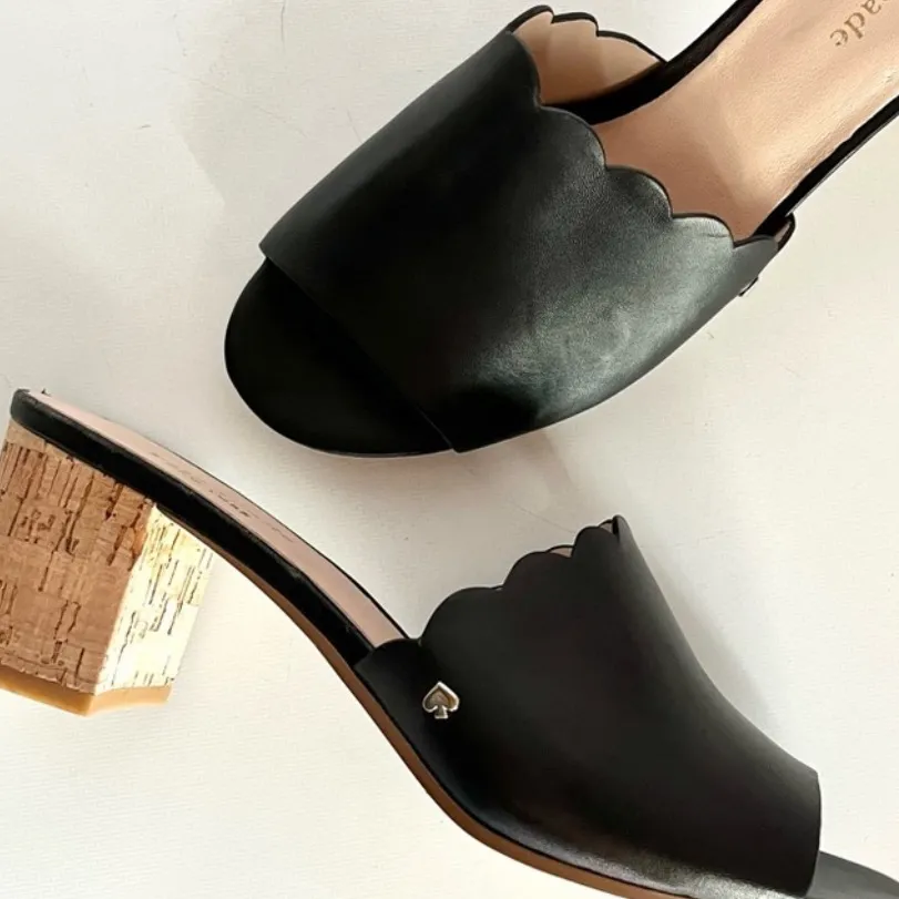 Kate Spade Black Slip-On Scallop Mules - Image 3