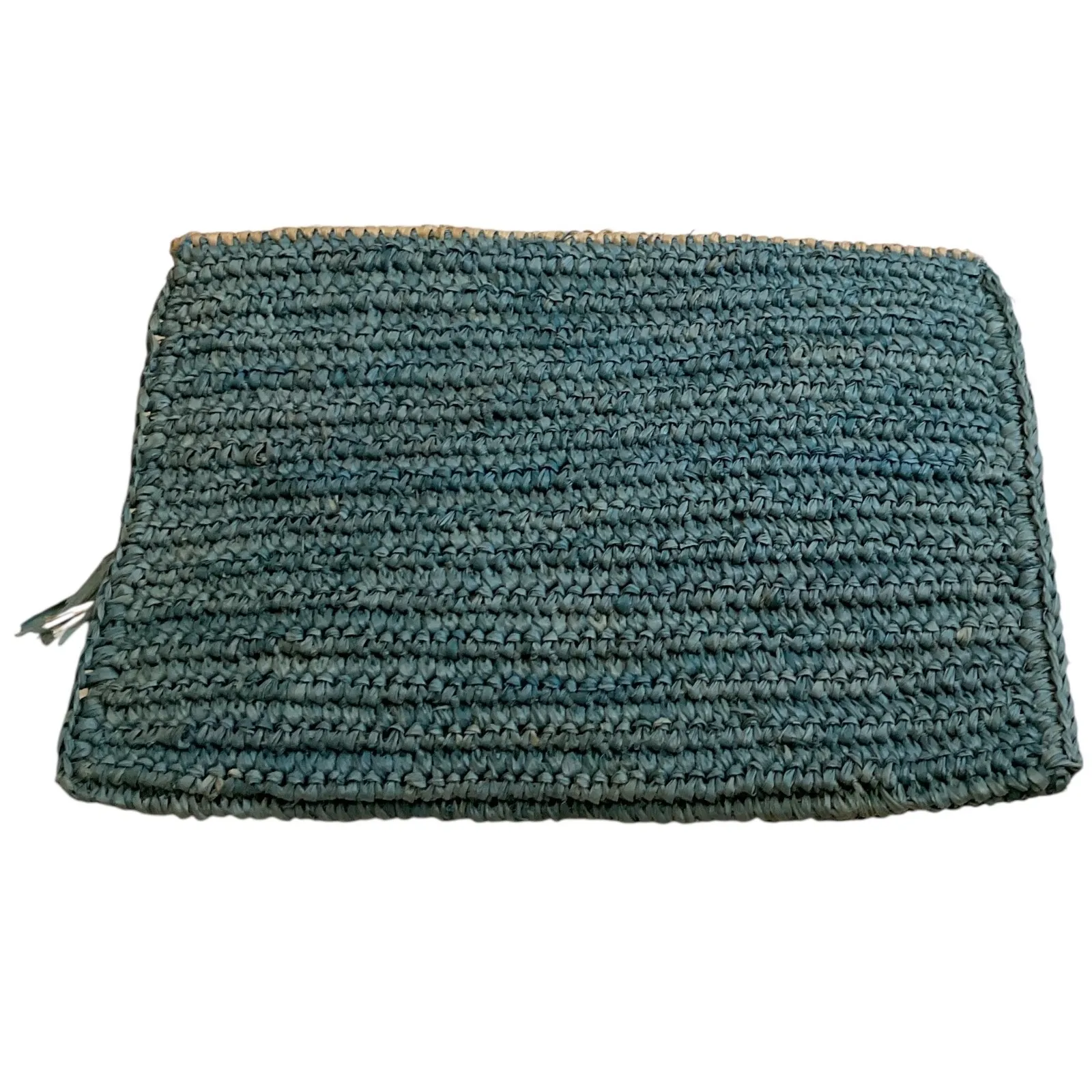 Woven Raffia Clutch Bag, Fringe Detail, Straw Beach Purse, Bohemian Style Tan - Image 2