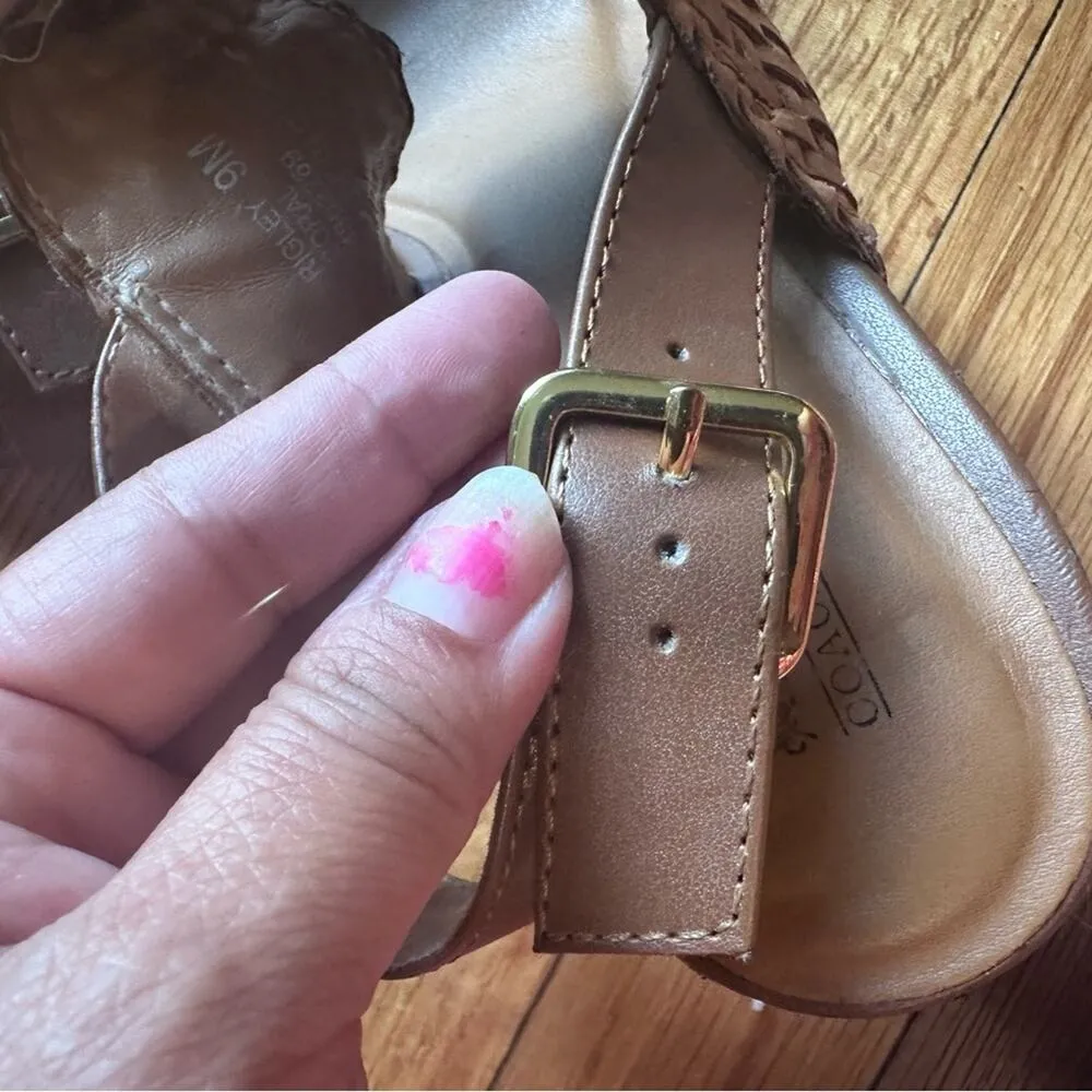 Coach and Four Rigley Coral Brown Weave Block Heels Size 9 - Image 7