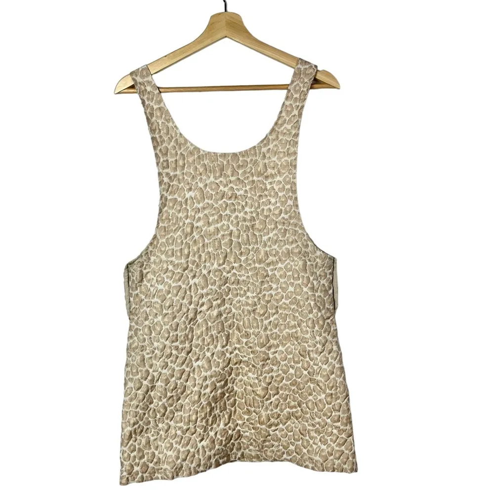Boutique Storia Beige Champagne Leopard Print Overall Mini Dress M - Image 3