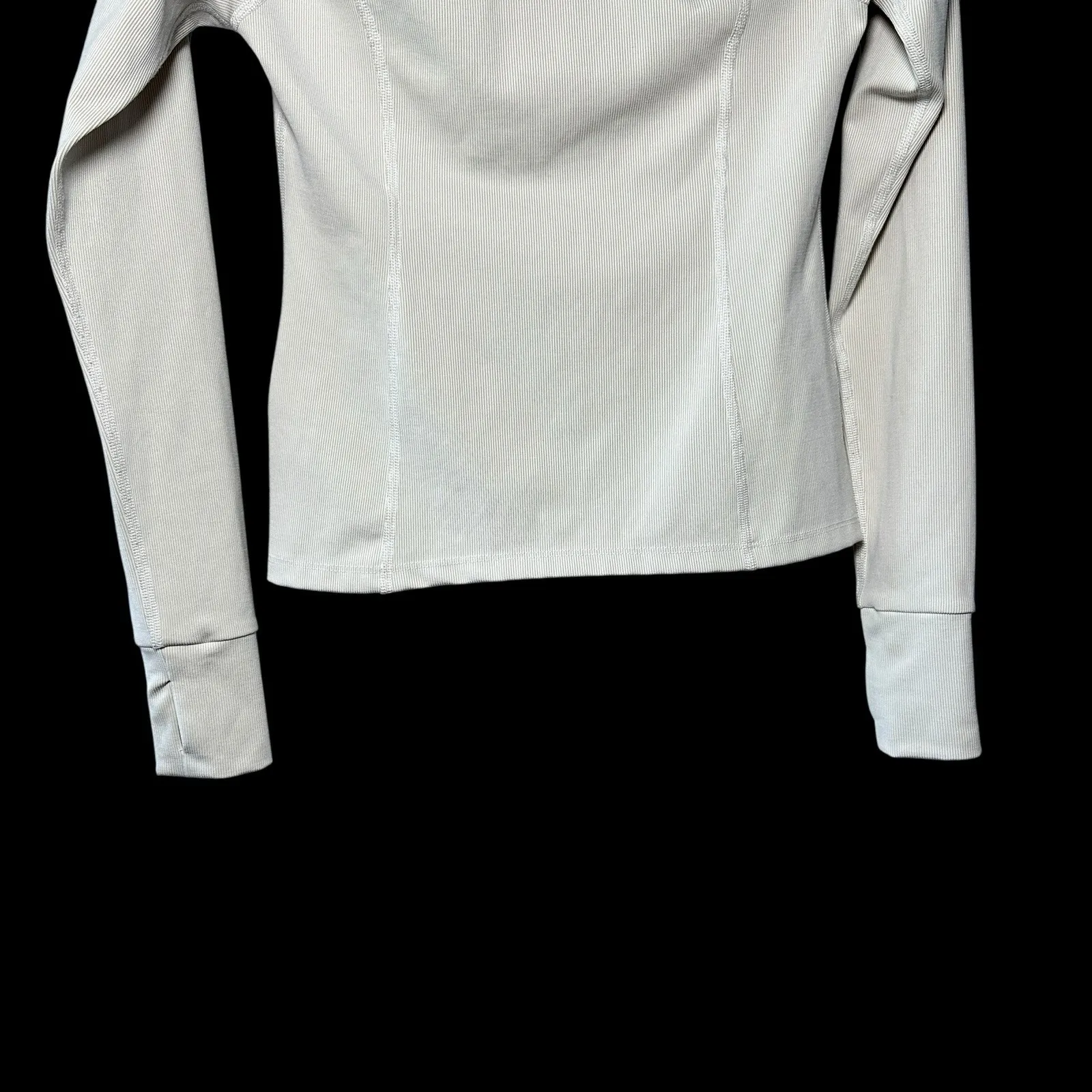 Beyond Yoga Rib Zip Pullover XS Cream Heather Long Sleeve Thumbholes Yoga Top‎ - Image 9