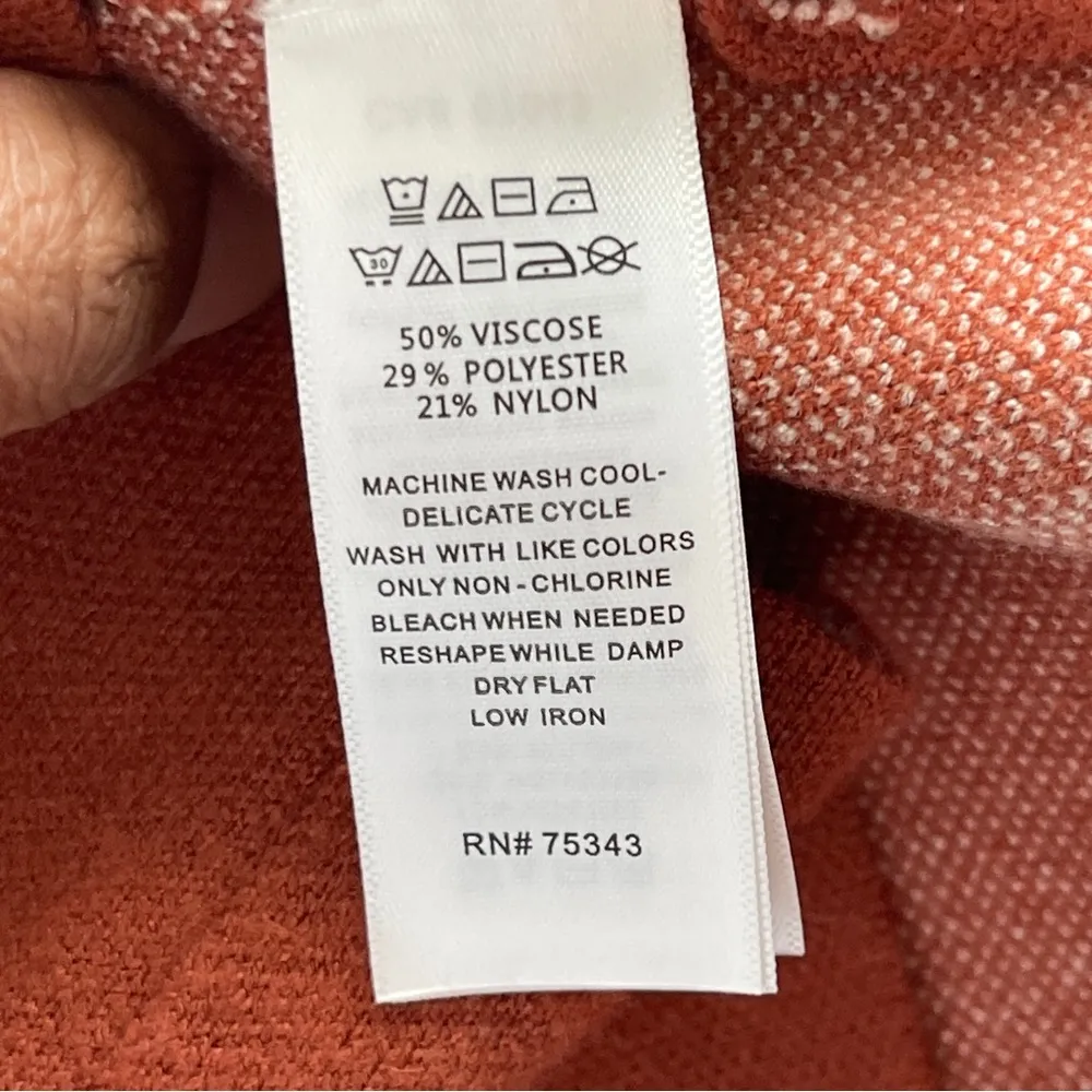 CYNTHIA ROWLEY | Rust Windowpane Plaid Mock Neck Knit Sweater Sz S - Image 8