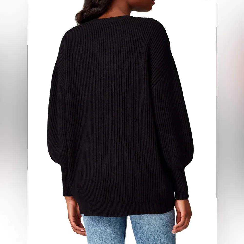 Apiece Apart V-Neck Oversized Napoli Sweater in Black - Image 3