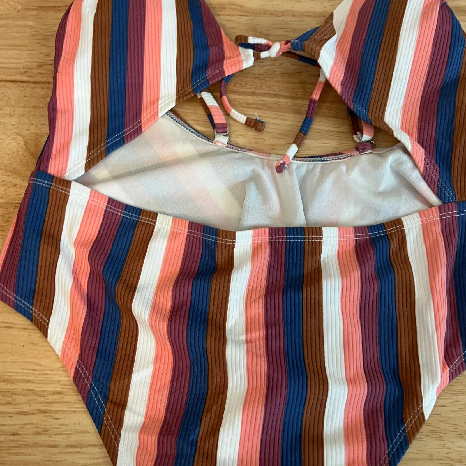 Xhilaration Juniors' Striped Ribbed Tie-Front One Piece Swimsuit - Size XL - NWT - Image 12