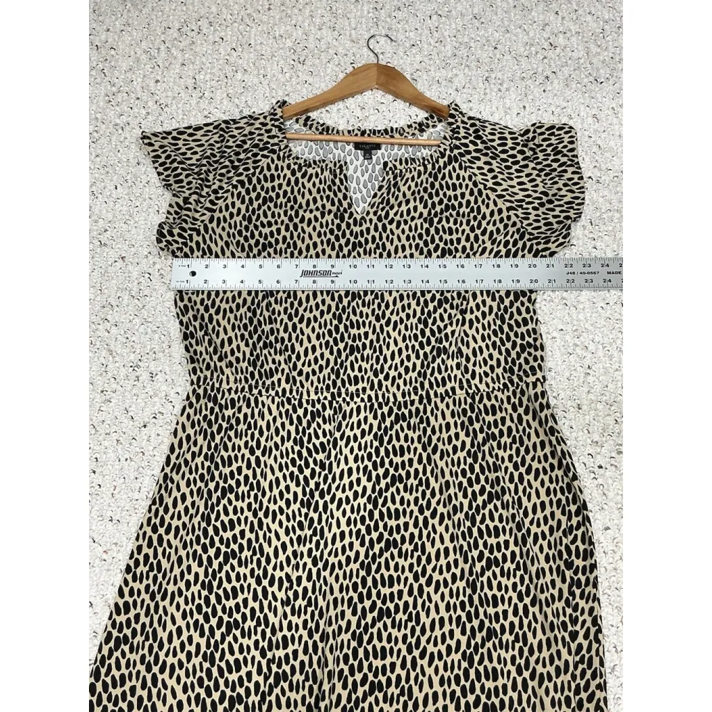 Womans Talbots Plus Pullover Tan Black Jersey Short Sleeve Midi Dress 1x - Image 5