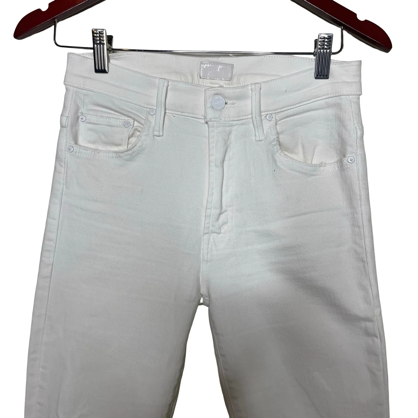 Mother denim The Insider Crop Step Fray in White Wash: Fairest Of Them All sz 26 - Image 4