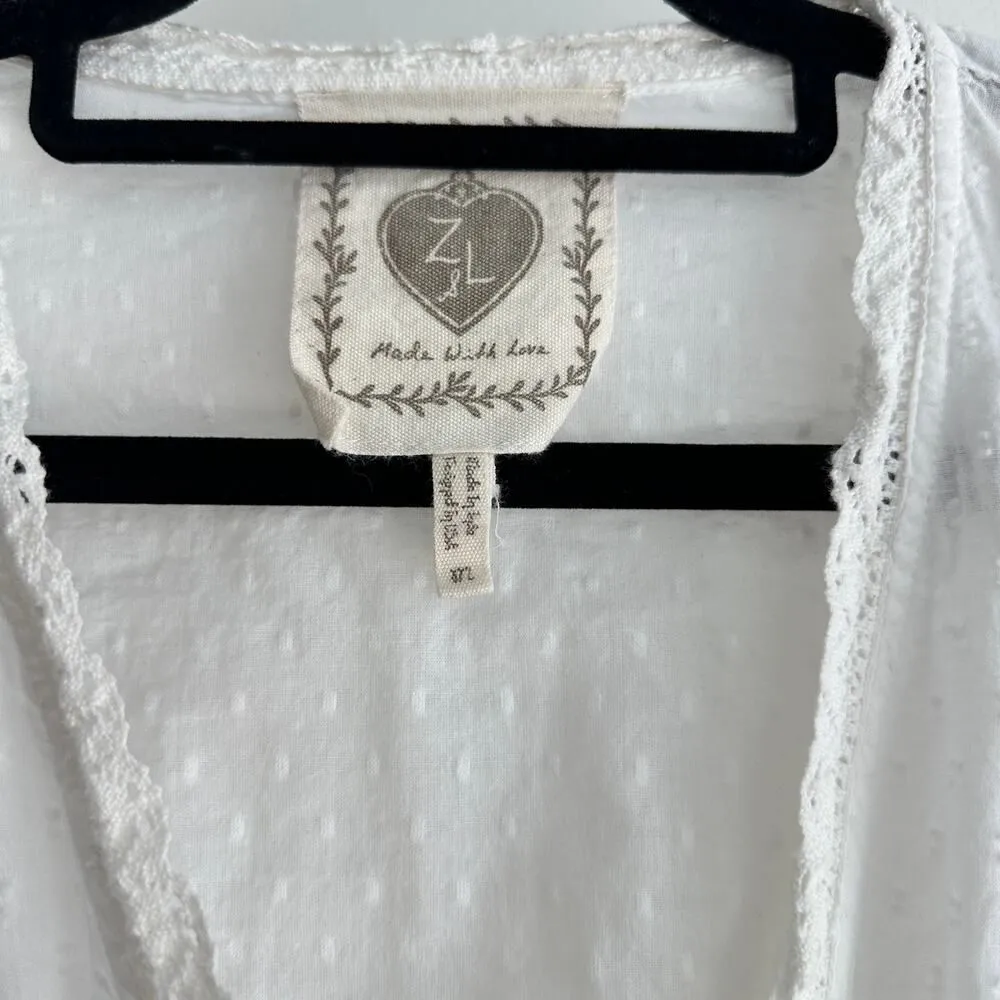 Z&L Cotton Ruffle Smocked Top One Size White Feminine Crop Flounce Love Fancy Size M - Image 6