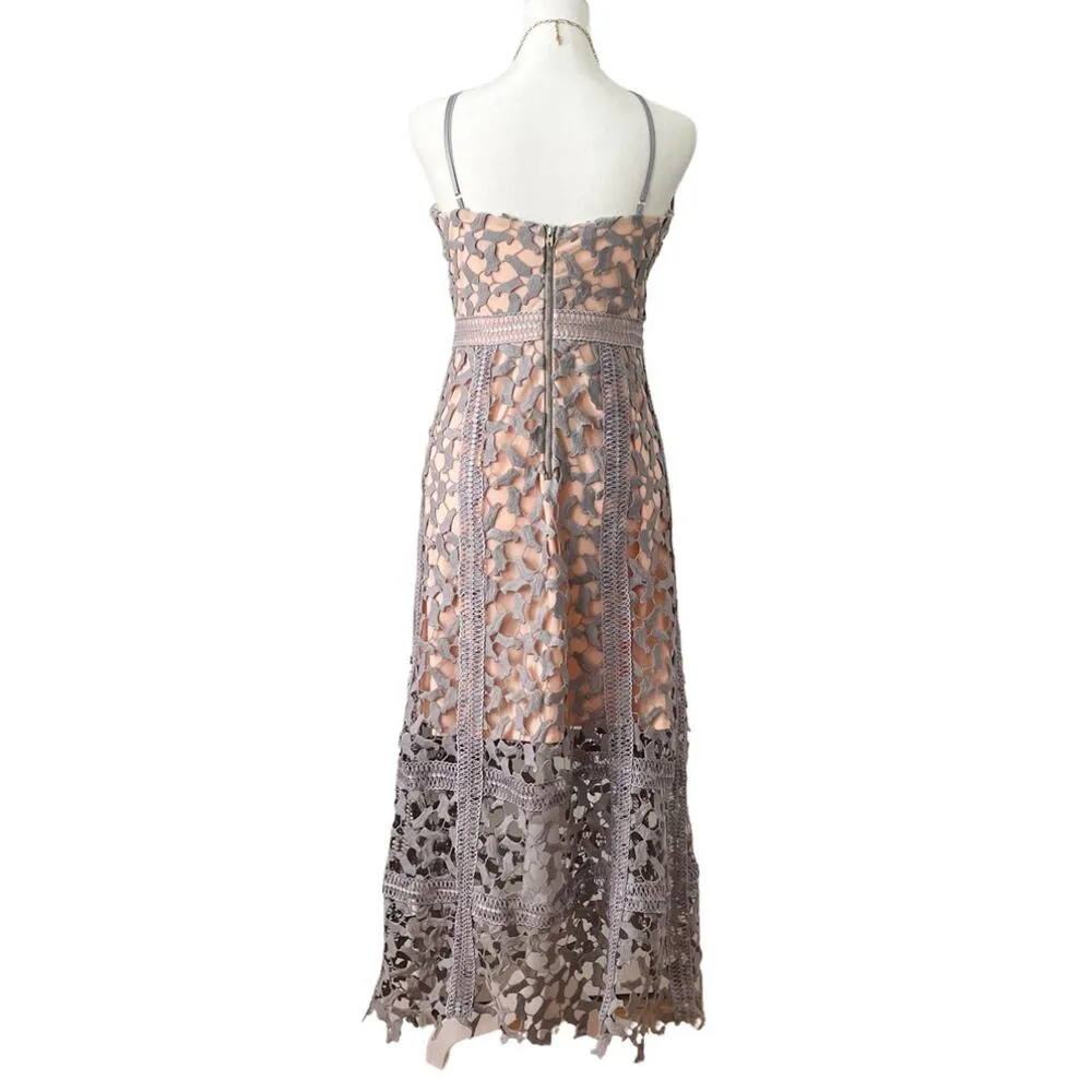 Elliatt Tingle Floral Lace Dress periwinkle nude size small S - Image 4