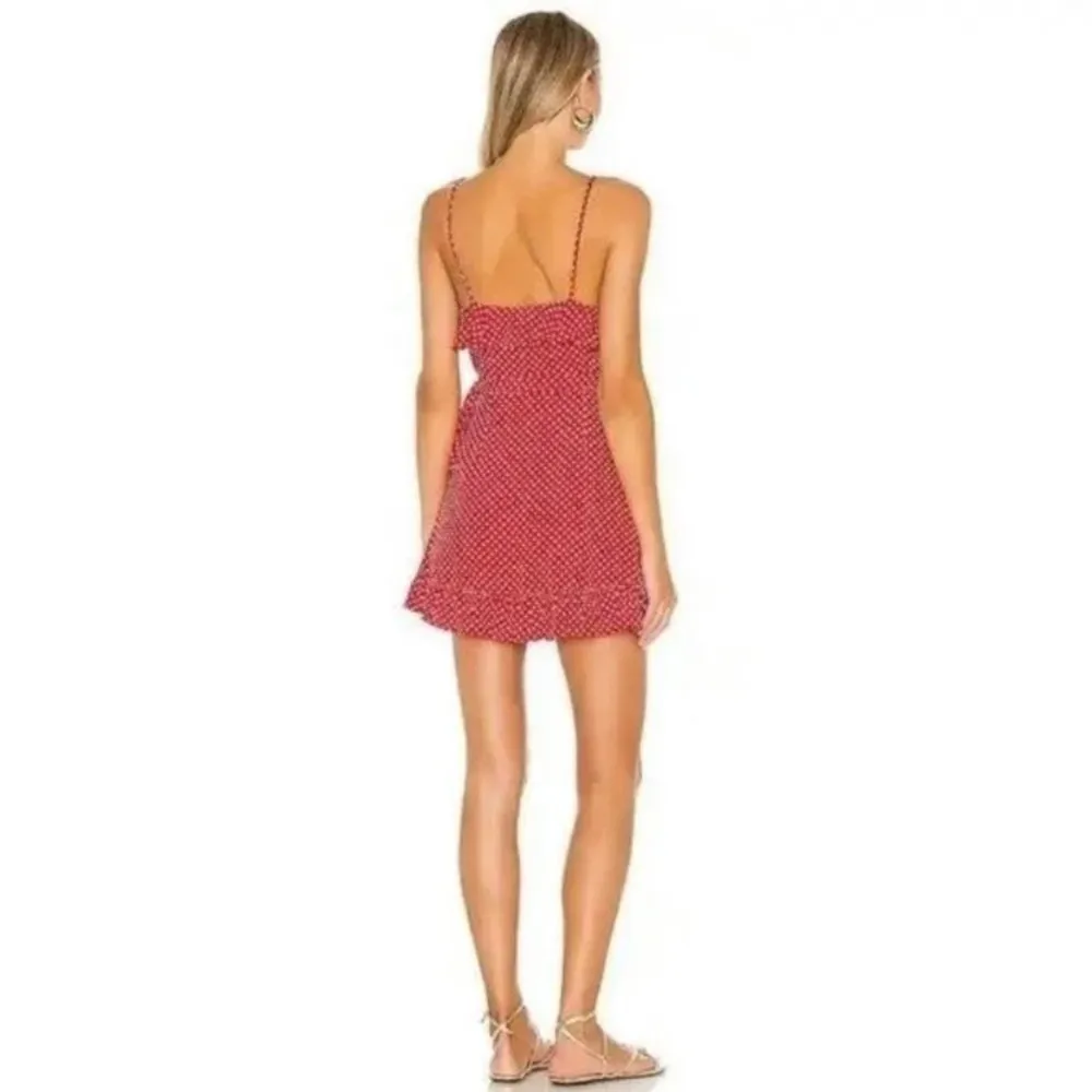 Revolve Privacy Please Giana Red Polka Dot Wrap Mini Dress Sz.M - Image 4