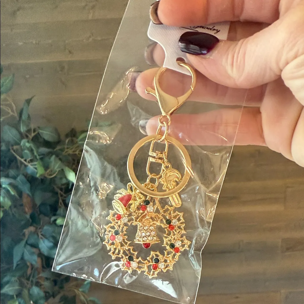 Christmas wreath, rhinestone bag, charm Red - Image 2