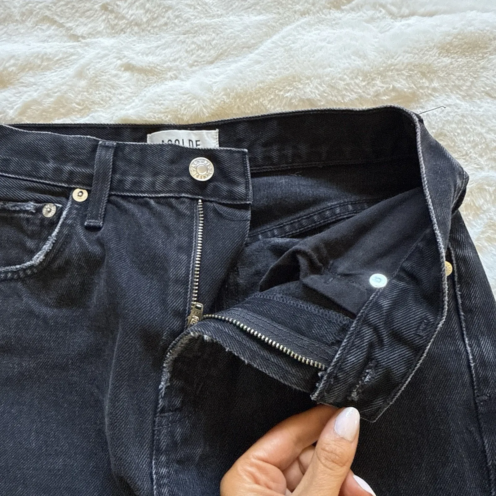 AGOLDE Cherie HIGH RISE STRAIGHT Fit Size 24x 29L Made in USA Black - Image 13