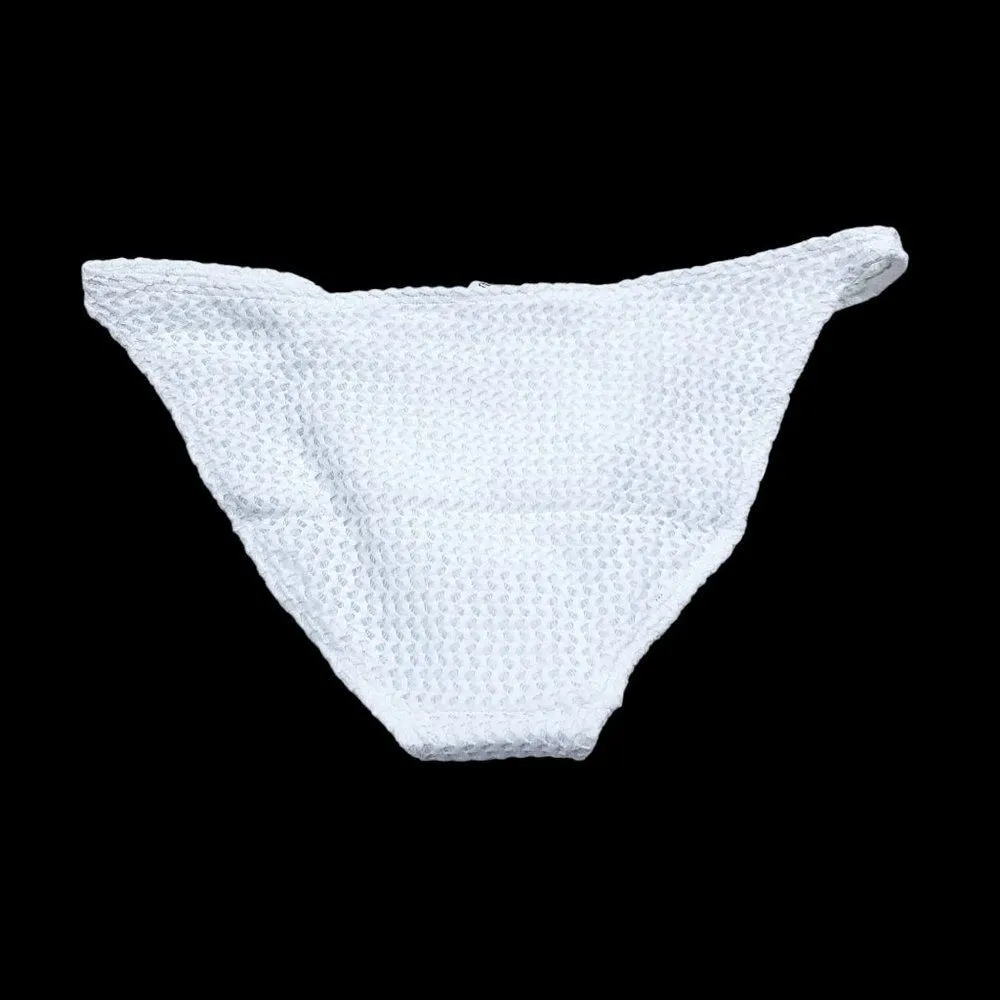Andie Swim X Demi Moore Tropez Bikini Bottom White Crochet Textured Size Large - Image 3