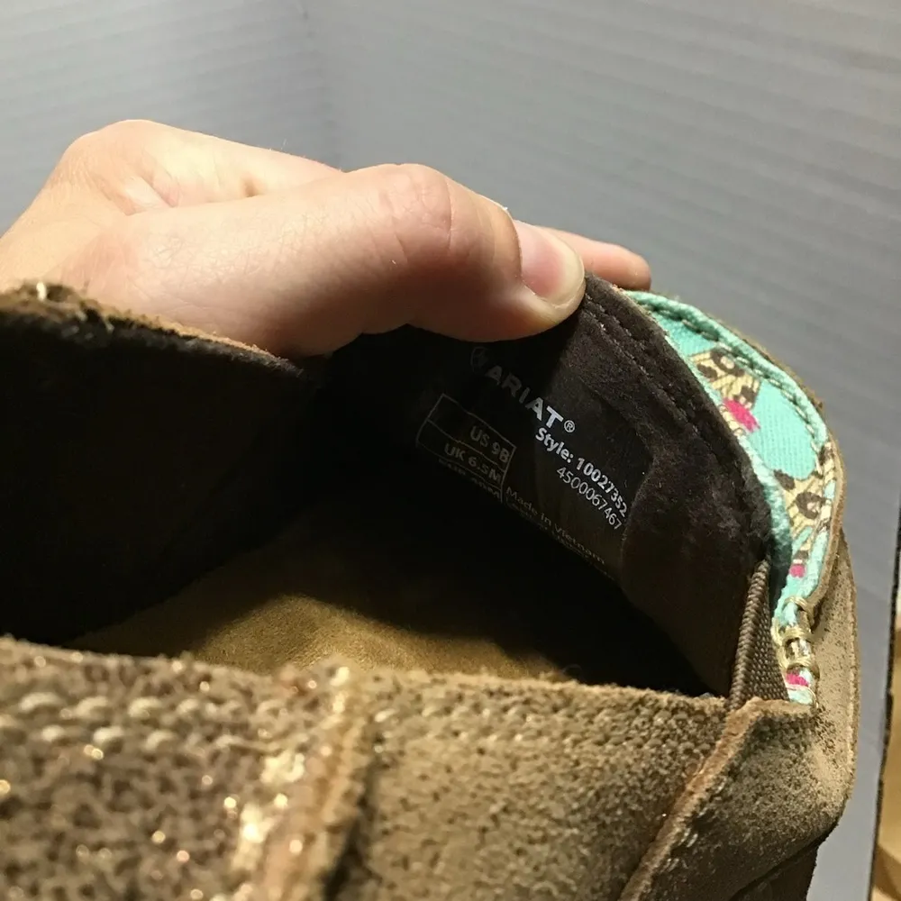 Ariat Womans Cruiser Metallic‎ Bronze Leopard Cactus Slip On Casual Shoes Sz 9.B - Image 8