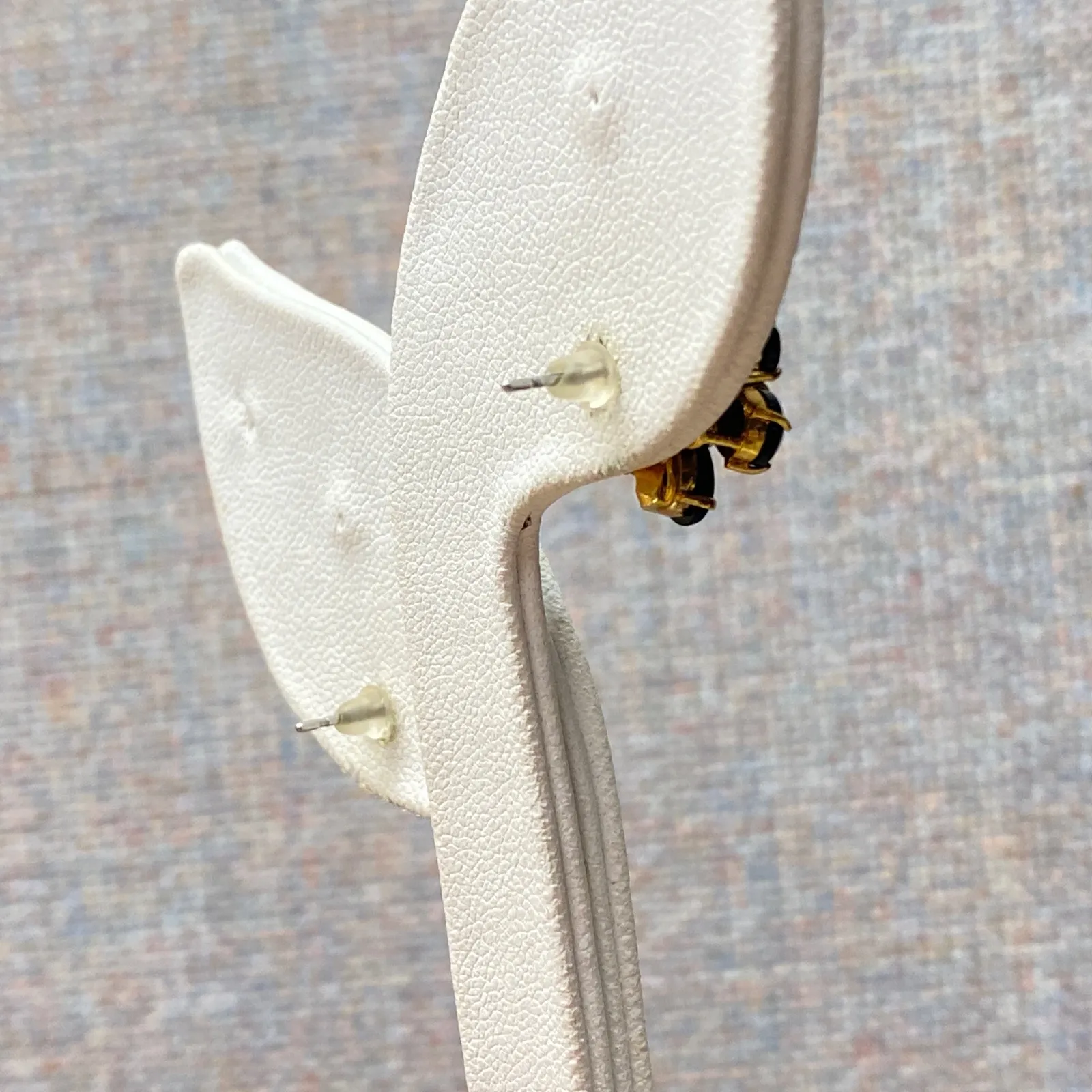 Elegant Gold Tone Black Flower Cluster Stud Earrings Pierced Ears Goth Witchy - Image 6