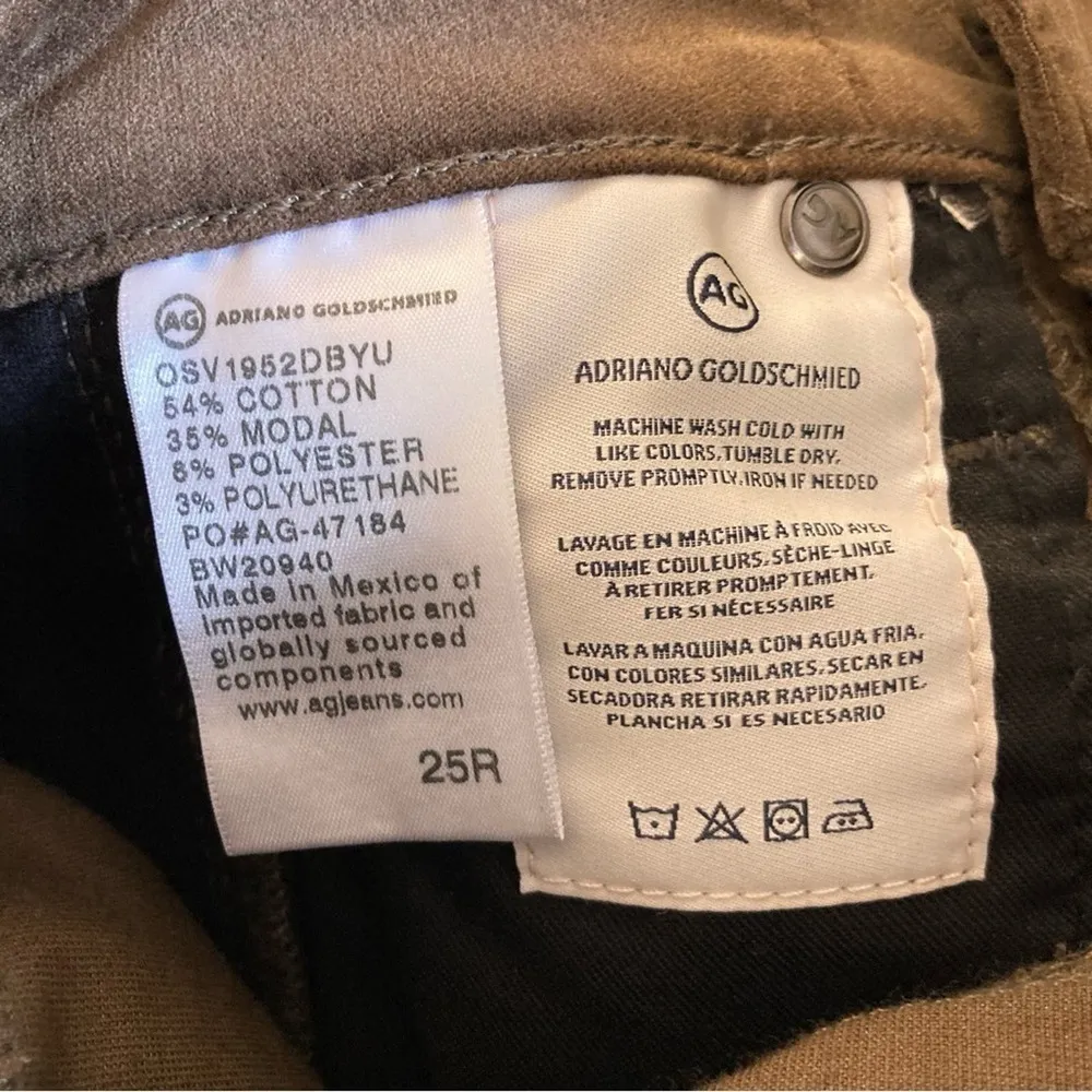 ADRIANO GOLDSCMIED Mari Tuxedo Stripe Jeans Brown Velvet Size 25 - Image 8