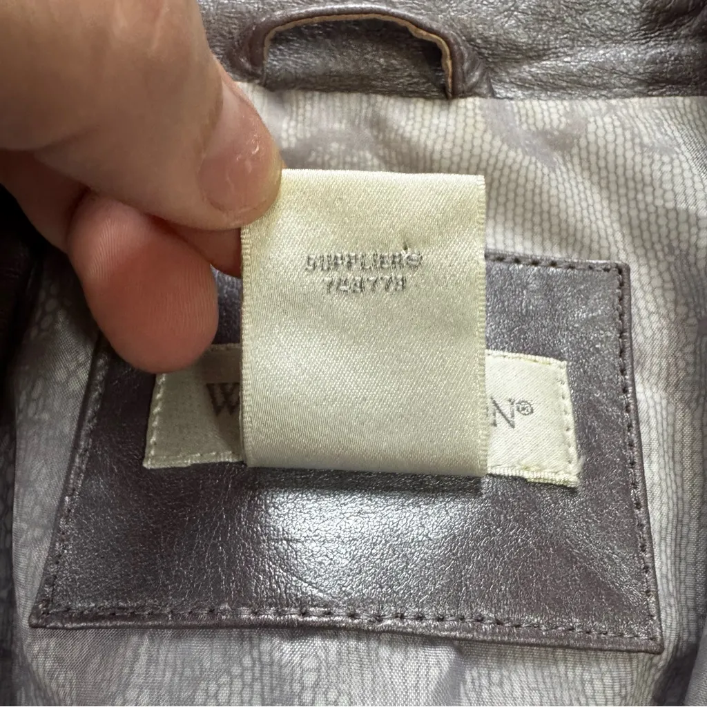 Worthington Vintage Lavender Metallic Blazer Jacket 100% Leather Single Button - Image 15