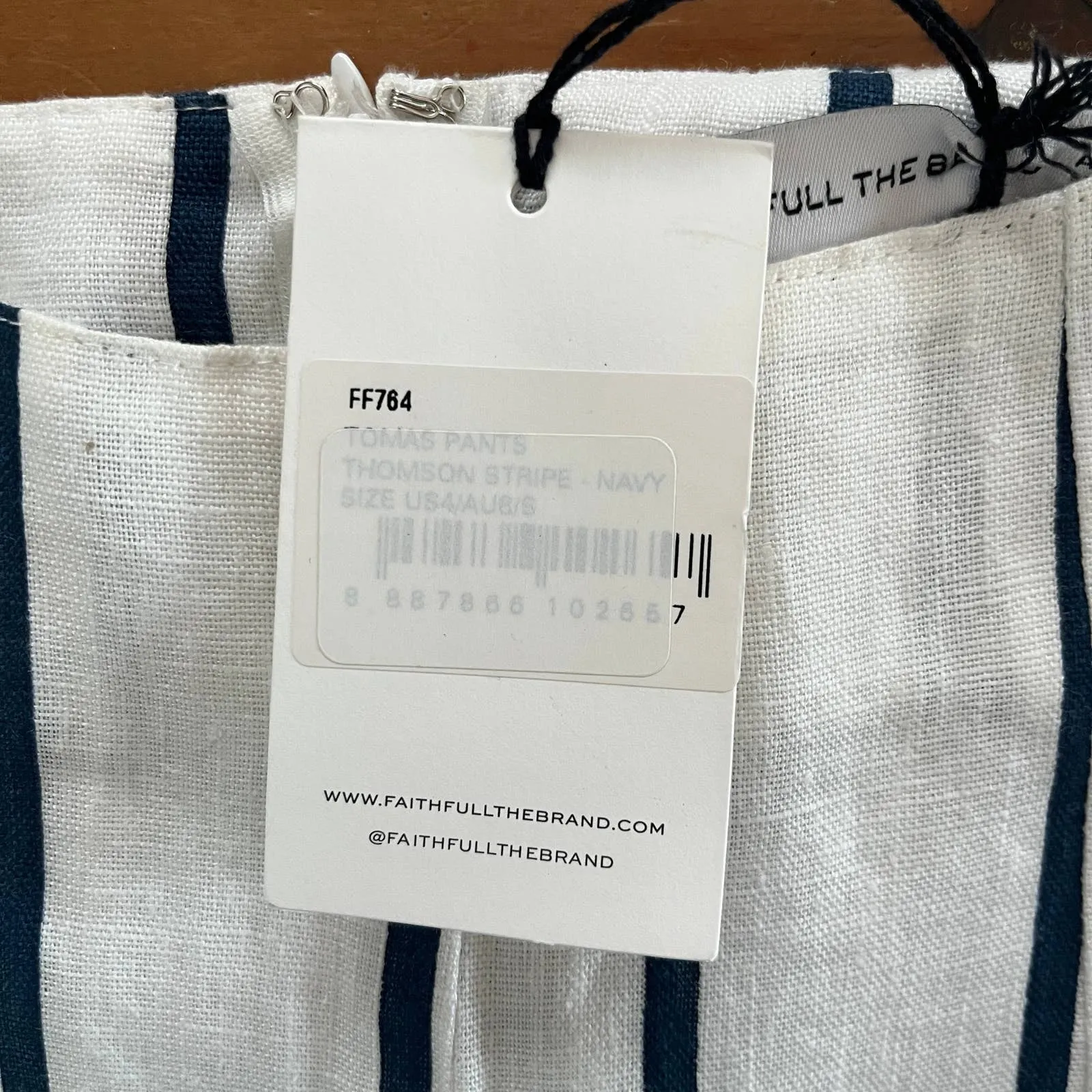 Faithfull The Brand Tomas Linen Pants Coastal Resort Chic Women White Blue 4 - Image 7