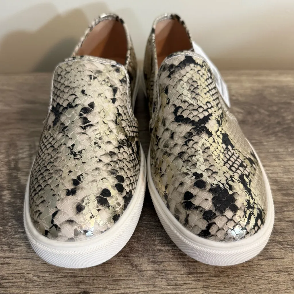 Time &Tru Reptile Snake Print Slip On Shoes Women’s Size 10 Memory Foam Black - Image 2