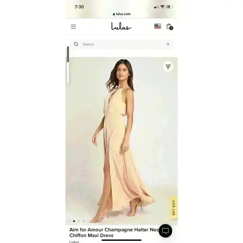 NWT LULUS Aim for amour champagne halter maxi dress, medium. NWT - Image 3